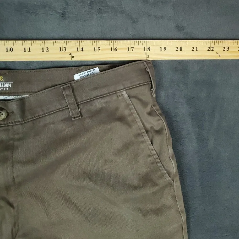 Lee Total Freedom Pants Mens 36x34 Brown Straight Fit Wrinkle Resistant Chinos